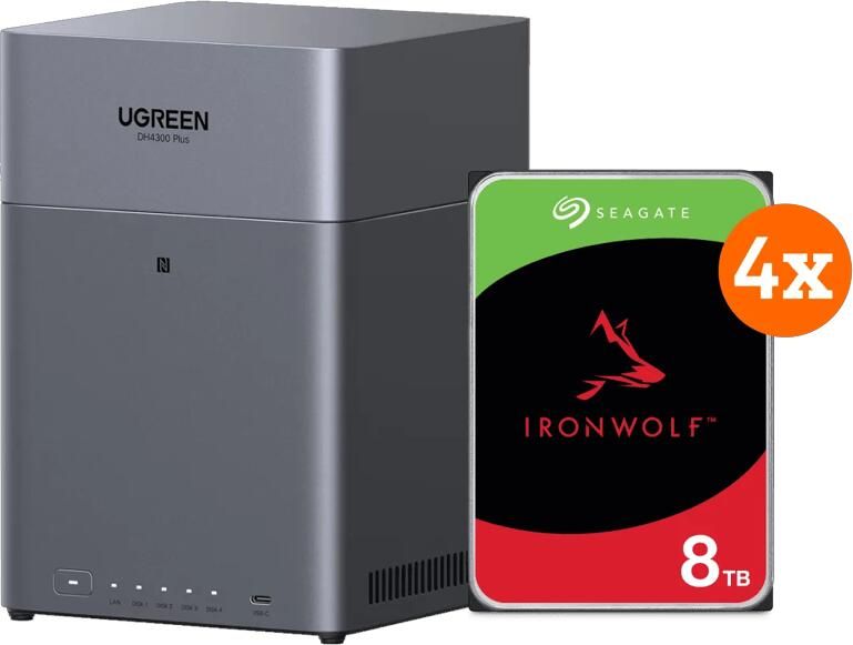 Ugreen NASync DH4300 Plus + Seagate Ironwolf 8TB 4-Pack