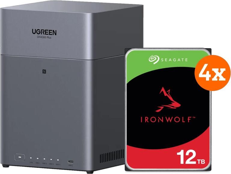 Ugreen NASync DH4300 + Seagate Ironwolf 12TB 4-Pack