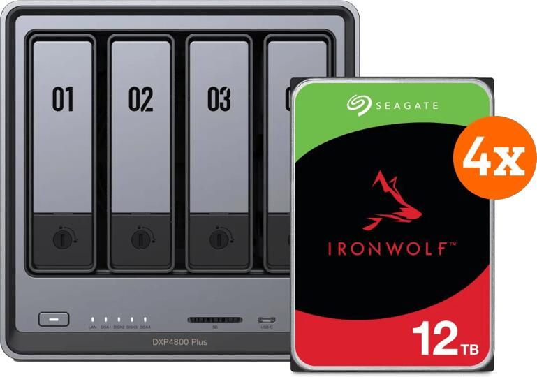 Ugreen NASync DXP4800 Plus + Seagate Ironwolf 12TB 4-Pack