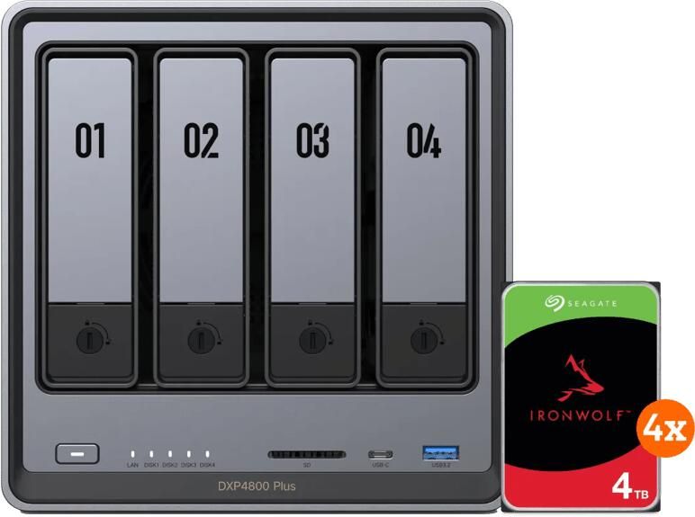 Ugreen NASync DXP4800 Plus + Seagate Ironwolf 4TB 4-Pack