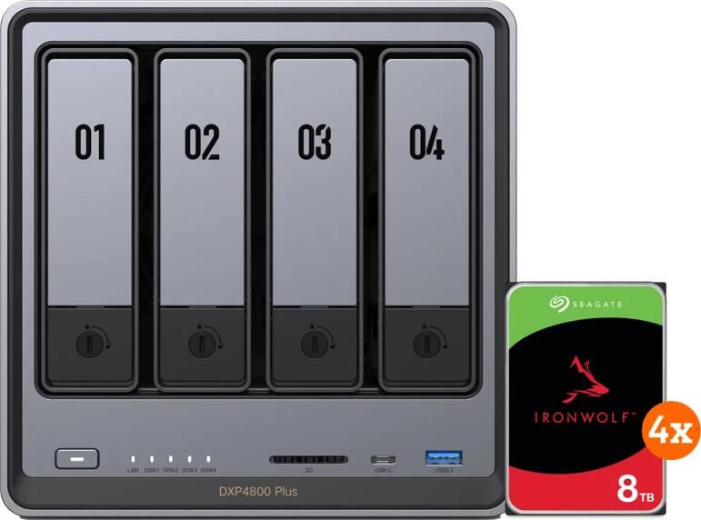 Ugreen NASync DXP4800 Plus + Seagate Ironwolf 8TB 4-Pack