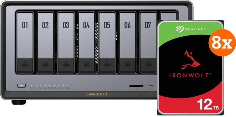 Ugreen NASync DXP8800 Plus + Seagate Ironwolf 12TB 8-Pack