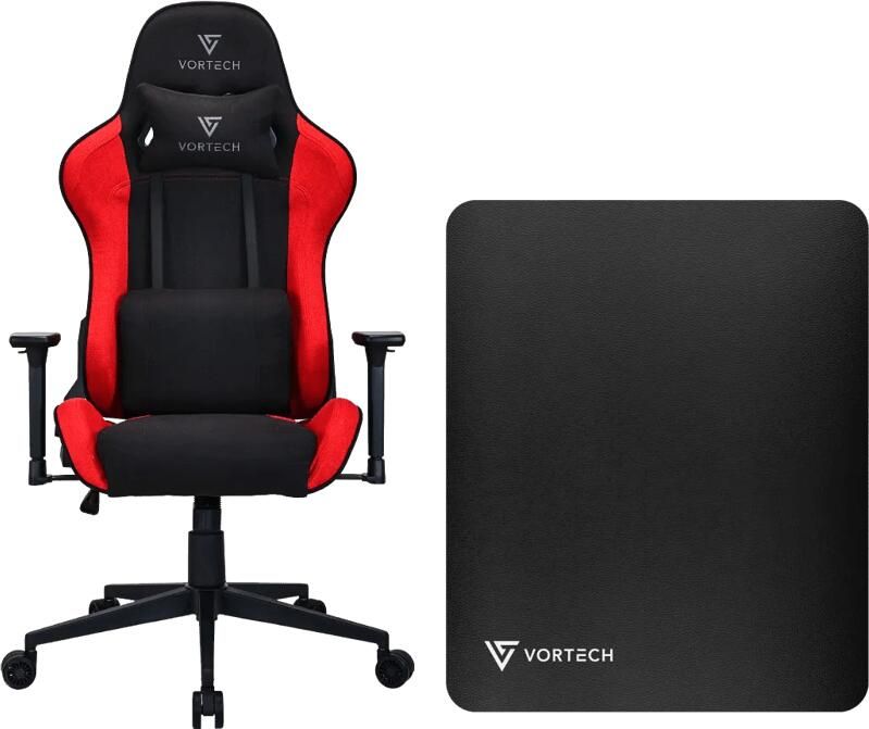 Vortech Essential Gamestoel Rood + Vloermat Zwart