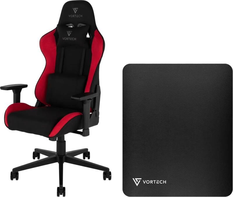Vortech Essential Gamestoel Rood + Vloermat Zwart