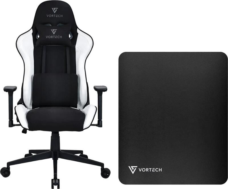 Vortech Essential Gamestoel Wit + Vloermat Zwart