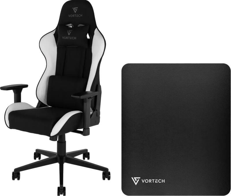 Vortech Essential Gamestoel Wit + Vloermat Zwart