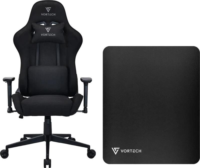 Vortech Essential Gamestoel Zwart + Vloermat Zwart