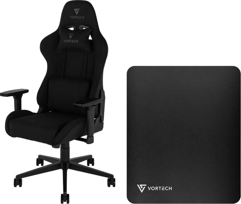 Vortech Essential Gamestoel Zwart + Vloermat Zwart