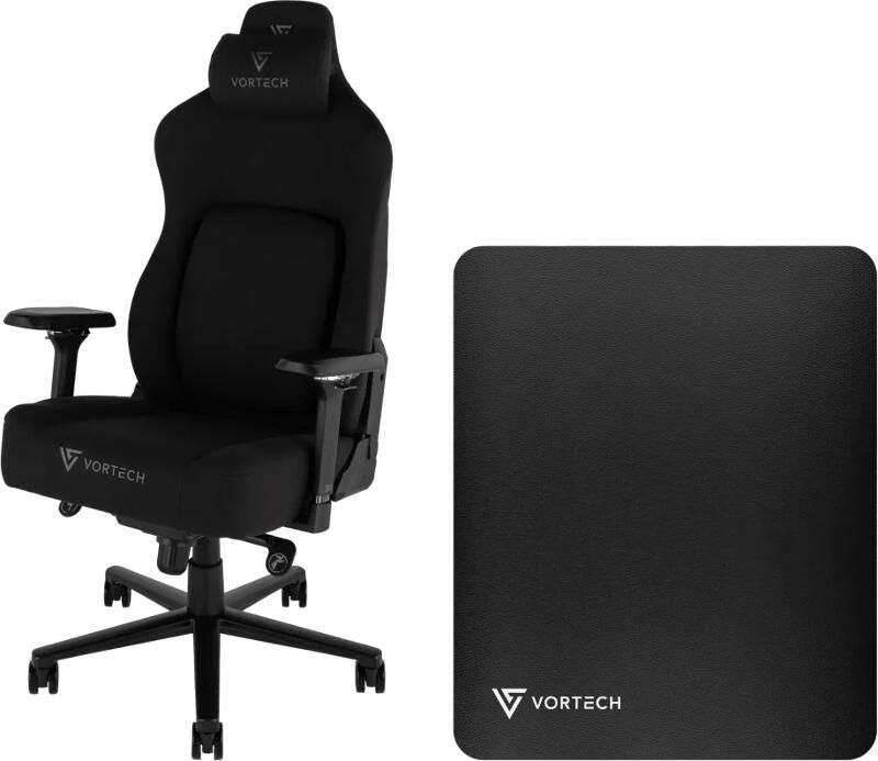 Vortech Prestige Gamestoel Zwart + Vloermat Zwart