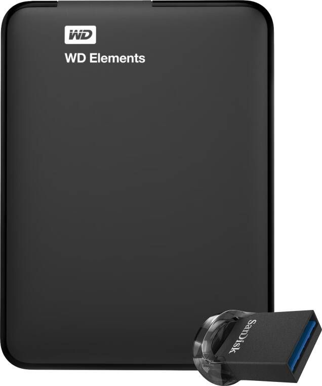 Western Digital WD Elements Portable 1TB + SanDisk Ultra Fit 128GB