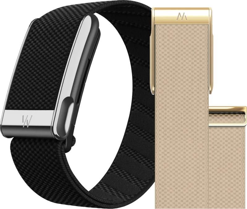 WHOOP MG Life Zwart Abonnement 1 Jaar + MG SuperKnit Luxe Band Donkerblauw