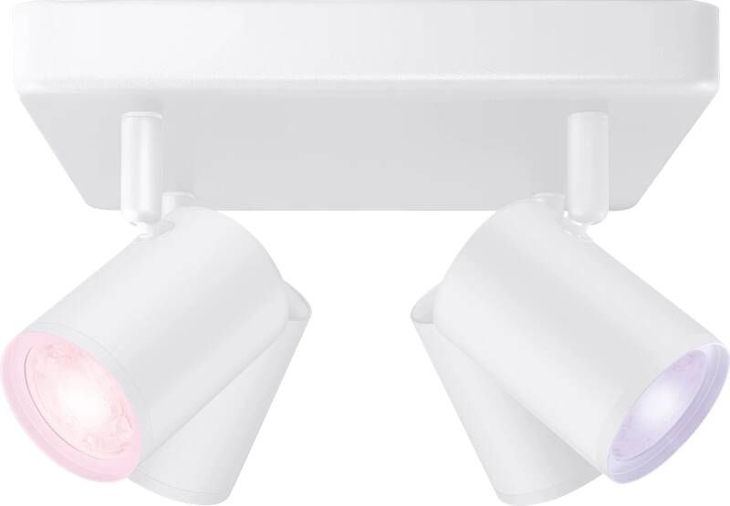WiZ Opbouwspot Imageo Vierkant Wit 4 spots Slimme LED-Verlichting Gekleurd en Wit Licht GU10 4x 5W Wi-Fi