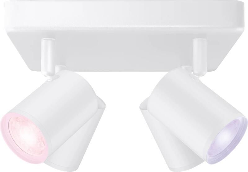 WiZ Opbouwspot Imageo Vierkant Wit 4 spots Slimme LED-Verlichting Gekleurd en Wit Licht GU10 4x 5W Wi-Fi
