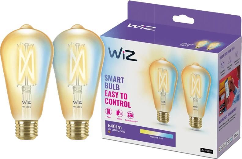 WiZ Connected WiZ Edison Filament lamp 2-pack Warm tot Koelwit Licht E27