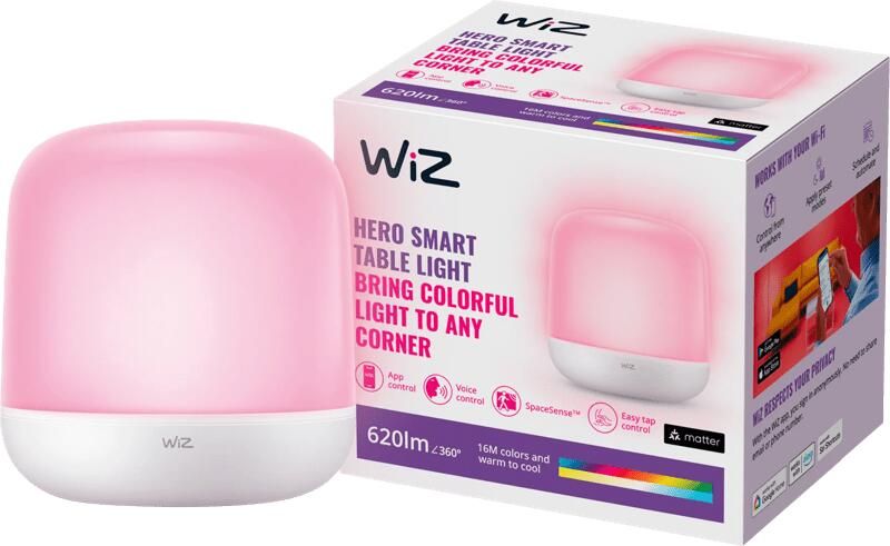 WiZ Hero Tafellamp Slimme LED verlichting Gekleurd en Wit licht Wi-Fi Wit