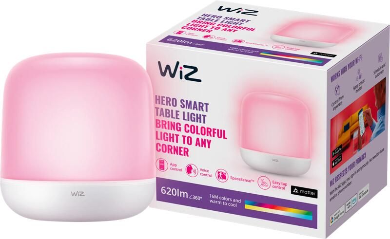 WiZ Hero Tafellamp Slimme LED verlichting Gekleurd en Wit licht Wi-Fi Wit