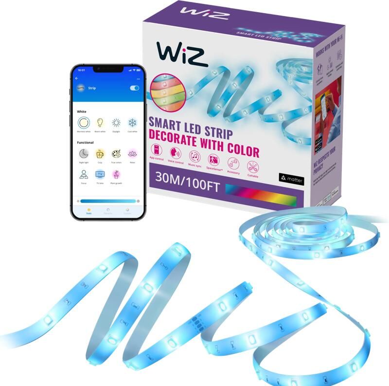 WiZ Connected WiZ RGB Lightstrip Gekleurd Licht 30 meter