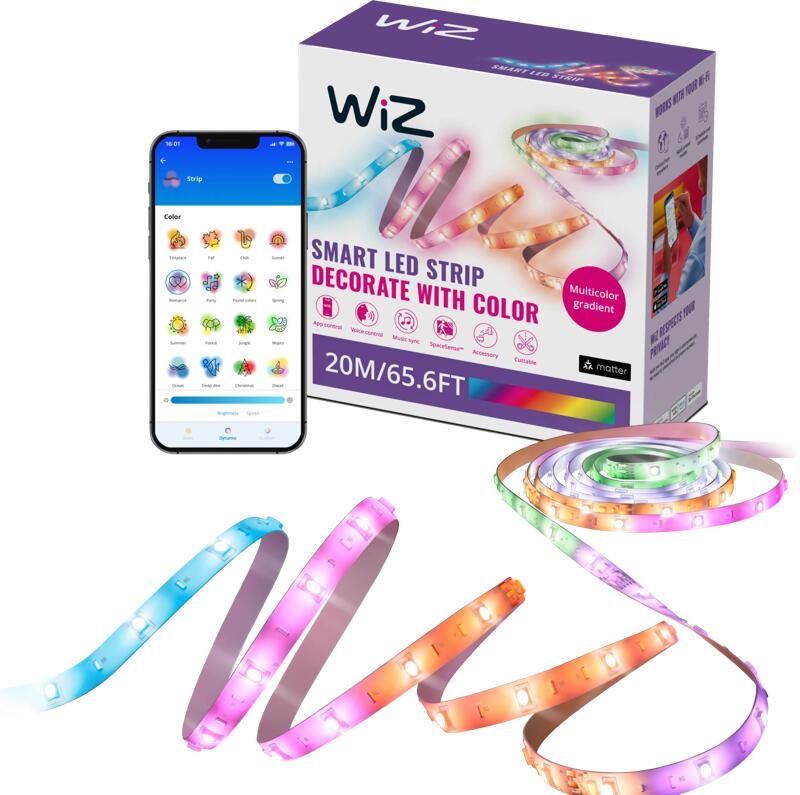 WiZ Connected WiZ RGBIC Lightstrip Gekleurd Licht 20 meter