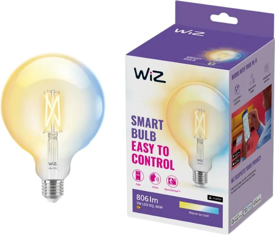 WiZ Connected WiZ Globe XL Filament Warm tot Koelwit Licht E27 Transparant
