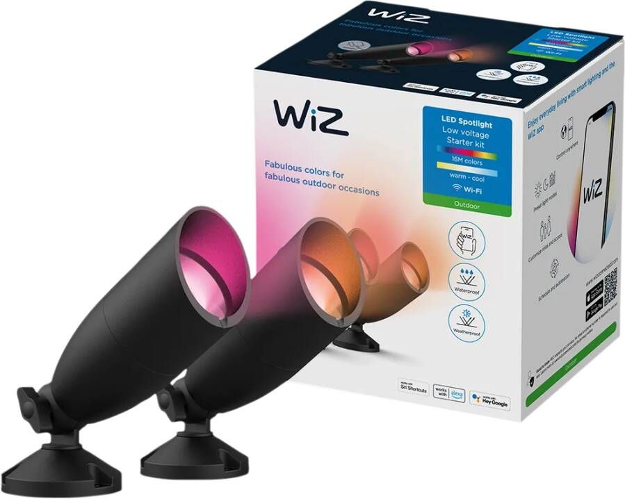 WiZ Grondspot voor Buiten Zwart Starterset Slimme LED-Verlichting Gekleurd en Wit Licht 12V