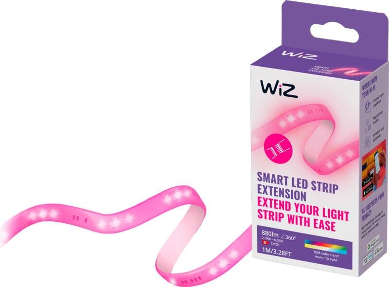 WiZ Ledstrip verlengstuk Slimme LED verlichting Gekleurd en Wit Licht 1 Meter Wi-Fi Uitbreiding