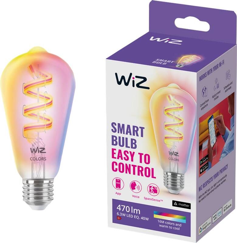 WiZ Edison Filament Lamp Slimme Led-verlichting Gekleurd En Wit Licht E27 40w