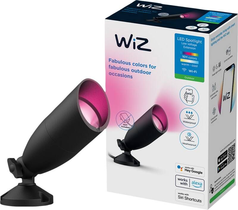 WiZ Grondspot voor Buiten Zwart Uitbreidingsset Slimme LED-Verlichting Gekleurd en Wit Licht 12V