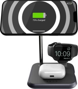 Zens 3-in-1 Draadloze Oplader 7 5W met MagSafe Magneet en Watch Standaard