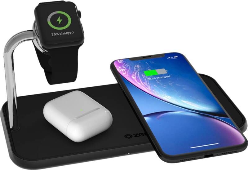 WAYS_ Zens Dual + Watch Aluminium Wireless Charger 2 x 10W Zwart