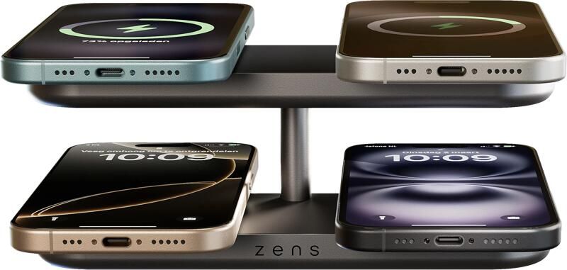 Zens 4-in-1 Draadloze Oplader 15W met Standaard en MagSafe Magneet Zwart