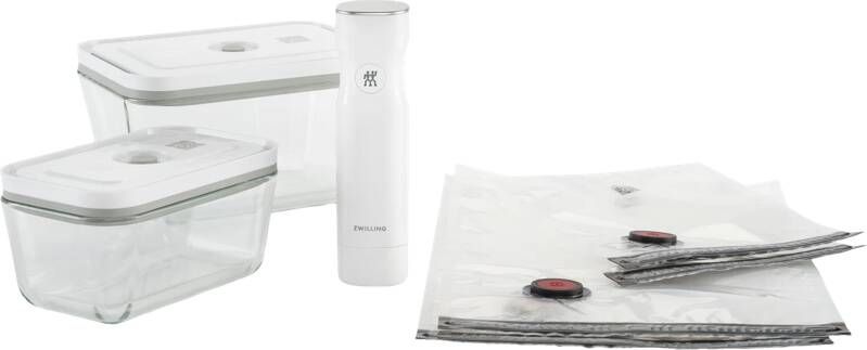 Zwilling Fresh & Save Vacumeermachine – 7-delige Startset Vacuüm Sealer – Vacuümzakken (4x) – Grote Vacuüm Bewaardoos (2x) – Vacuümpomp
