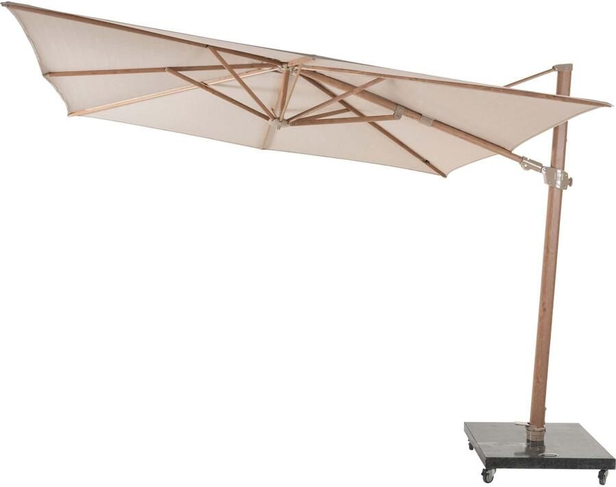 4 Seasons Outdoor 4SO Siesta premium zweefparasol 3x3 m woodlook sand