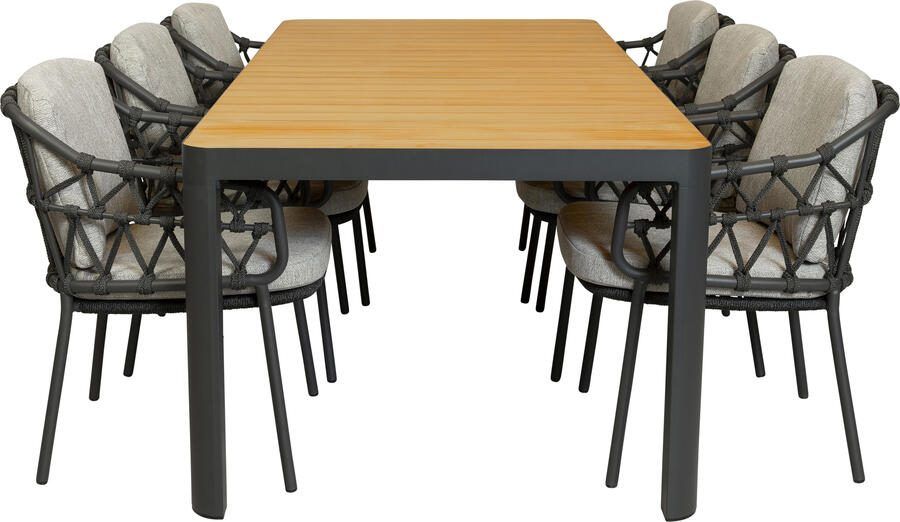 4 Seasons Outdoor Qopps Mikos tuintafel met 6 4SO Calpi dining tuinstoelen