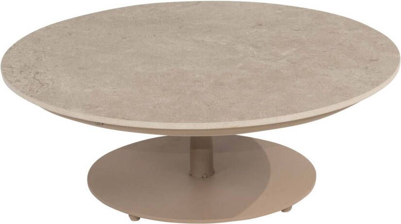 4 Seasons Outdoor 4SO Boaz koffietafel met ceramisch blad 80 cm rond centrale poot latte