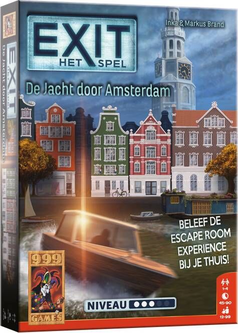 999 Games EXIT De Jacht door Amsterdam Escape Room Spel Met herkenbare locaties in Amsterdam De escape room-ervaring in huis! Gezelschapsspel Breinbreker Klein cadeautje Kerstcadeau