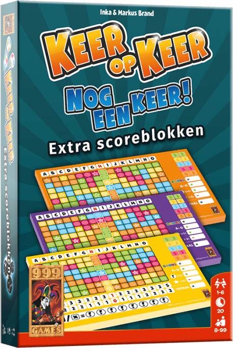 999 Games Keer op Keer Scoreblok 3 stuks Level 2 3 en 4 Dobbelspel