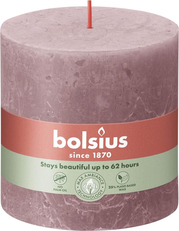 Bolsius Stompkaars Ash Rose Ø100 mm Hoogte 10 cm Grijs Roze 62 branduren
