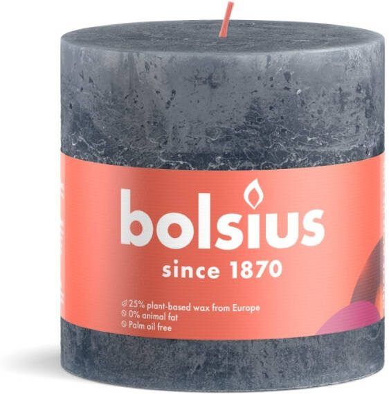Bolsius Stompkaars Slate Blue Ø100 mm Hoogte 10 cm Blauw 62 Branduren