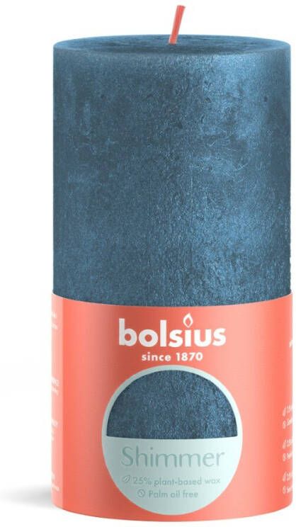 Bolsius shimmer rustieke stompkaars 130 68 blue