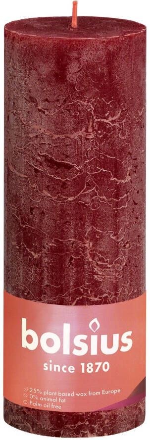 Bolsius Stompkaars Velvet Red Ø68 mm Hoogte 19 cm Donkerrood 85 Branduren