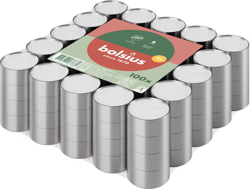 Bolsius Theelichten 4-uur brickpack 100 stuks