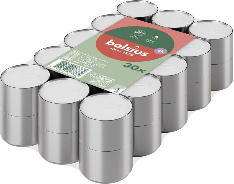 Bolsius Theelichten 8-uur brickpack 30 stuks