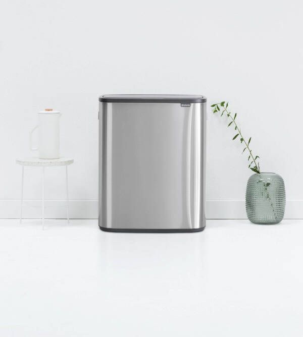 Brabantia bo touch bin 2x30 liter matt steel fingerprint proof