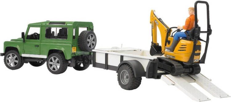 Bruder 025939 Land Rover Defender met trailer JCB