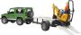 Bruder Land Rover Defender met trailer JCB micro kraan en arbeider 1:16 miniatuur auto - Thumbnail 2