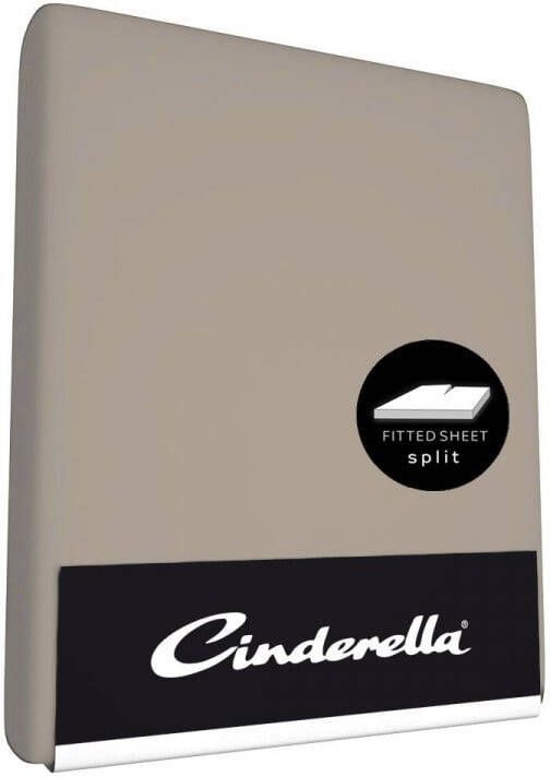 Cinderella basic single-split topper katoen 180x210 taupe tot 15 cm