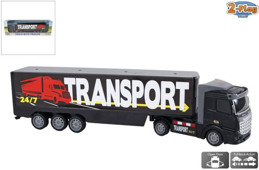 Coppens 2-Play vrachtwagen met oplegger die cast pull back 32cm