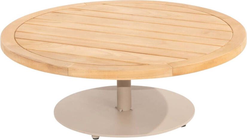 4 Seasons Outdoor 4SO Volta koffie tafel 80 cm rond teak frame latte