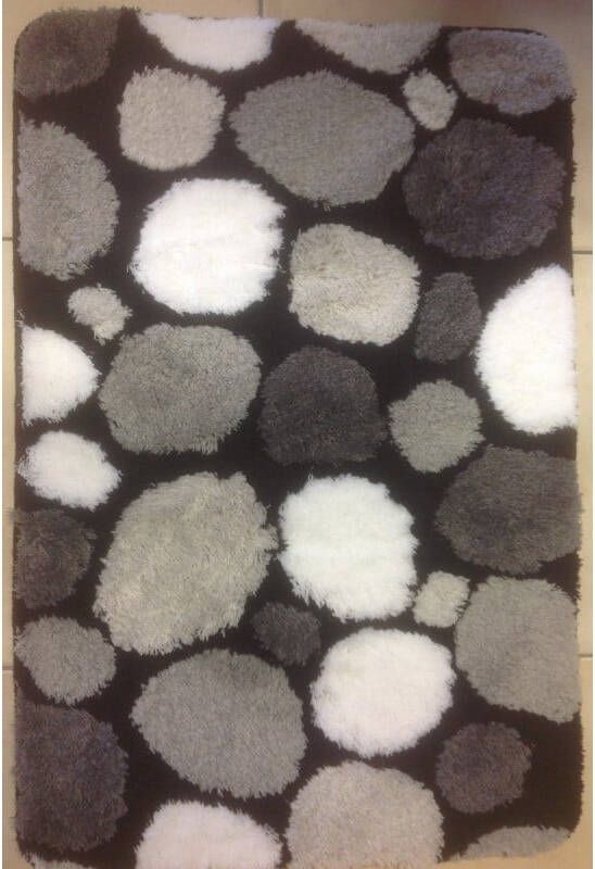 Wicotex Badmat Zwart-grijs-wit Stenen 60x90cm