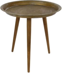 Coppens Bijzettafel messing hout drie-poot